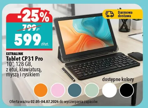 Tablet Extralink CP31 Pro 10" 128GB z etui klawiaturą myszą i rysikiem promocja w Biedronka Home