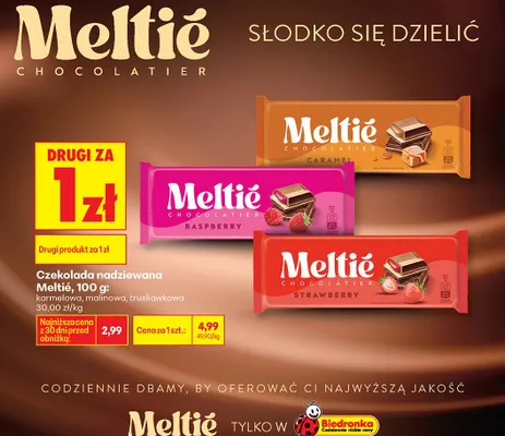 Czekolada nadziewana Meltié karmelowa promocja w Biedronka