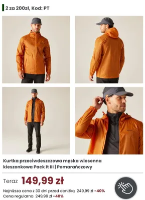 Kurtka przeciwdeszczowa męska wiosenna kieszonkowa Regatta Great Outdoors Pack It III promocja w Regatta