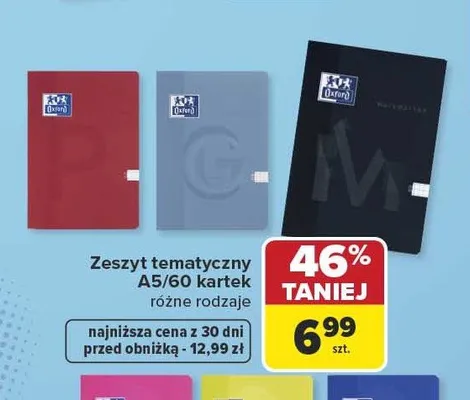 Zeszyt tematyczny Oxford A5 60 kartek promocja w Carrefour