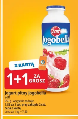 Jogurt pitny Zott Jogobella promocja w Leclerc