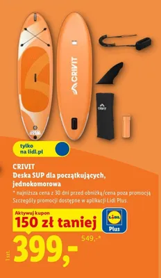 Deska SUP dla początkujących jednokomorowa Crivit promocja w Lidl