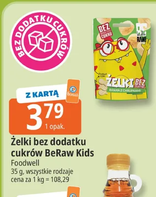 Żelki bez dodatku cukrów BeRaw Kids promocja w Leclerc