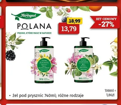 Żel pod prysznic Herbapol Polana promocja w Drogeria Kosmyk
