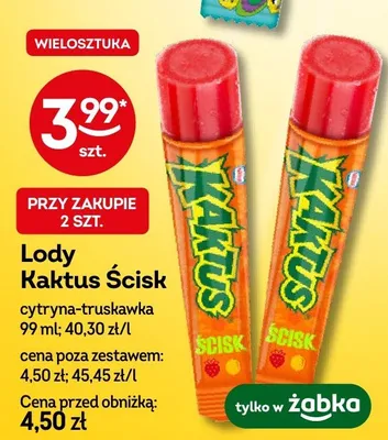Lody kaktus ścisk cytryna-truskawka promocja w Żabka