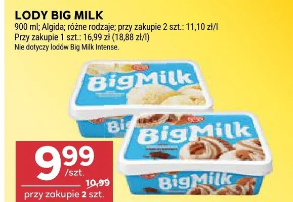 Lody Big Milk Algida promocja w Stokrotka