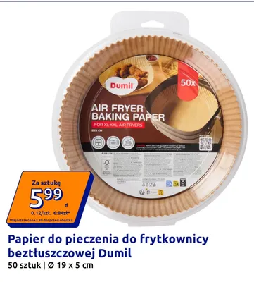 Papier do pieczenia do frytkownicy beztłuszczowej Dumil promocja w Action