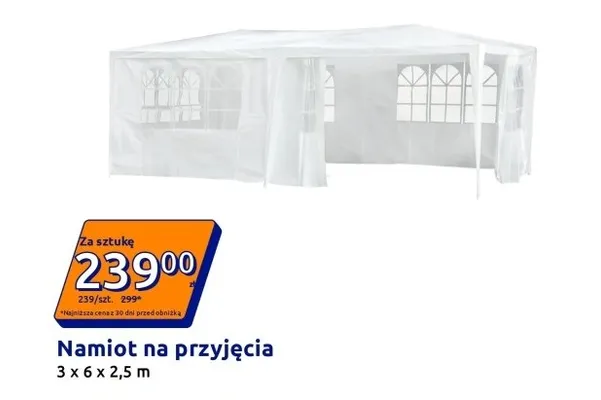 Namiot na przyjęcia 3x6x2,5m promocja w Action