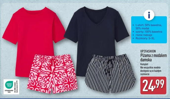 Piżama z modałem damska promocja w Aldi