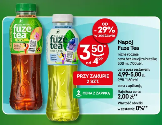 Napój Fuze Tea o smaku brzoskwini i hibiskusa promocja w Żabka