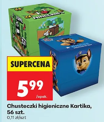 Chusteczki higieniczne Kartika promocja w Biedronka