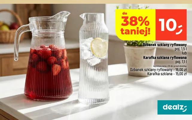 Dzbanek szklany ryflowany 1,5 l promocja w Dealz
