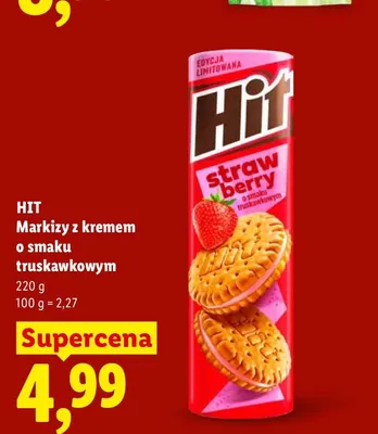 Markizy z kremem o smaku truskawkowym Hit promocja w Lidl