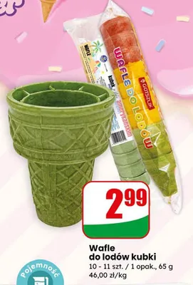 Wafle do lodów kubki promocja w Dino