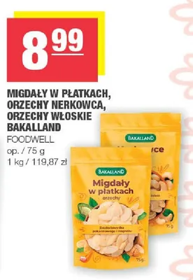 Migdały w płatkach, orzechy nerkowca, orzechy włoskie promocja w SPAR