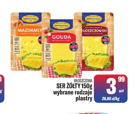 Ser żółty gouda plastry Włoszczowa promocja w Tomi Markt