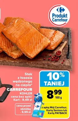 Stek z łososia wędzonego na ciepło Carrefour Kohler promocja w Carrefour