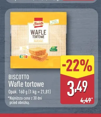 Wafle tortowe Biscotto promocja w Aldi