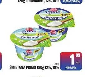 Śmietana Primo Zott 18% promocja w Tomi Markt