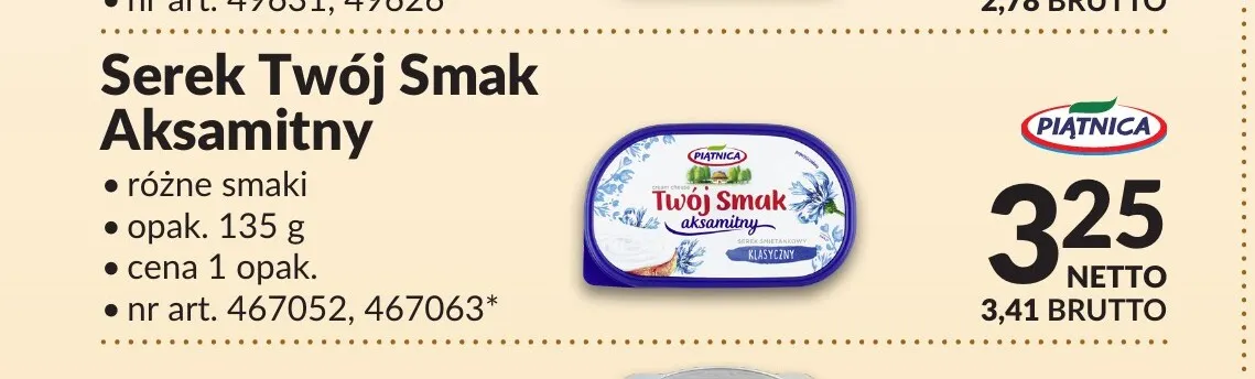Serek Twój Smak Aksamitny Piątnica promocja w Makro