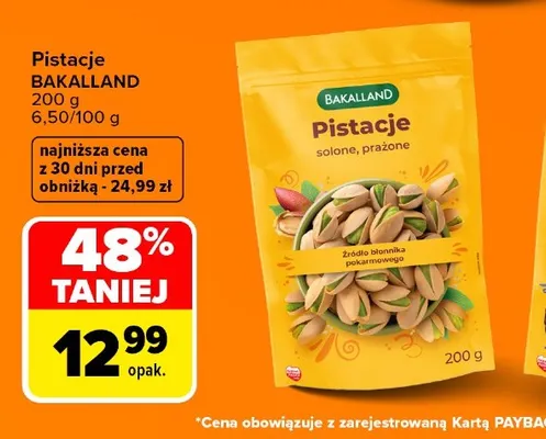 Pistacje solone prażone Bakalland promocja w Carrefour
