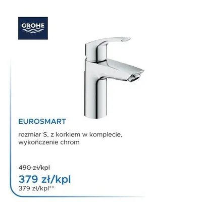 Bateria umywalkowa stojąca Grohe Eurosmart chrom promocja w Blu Salony Łazienek
