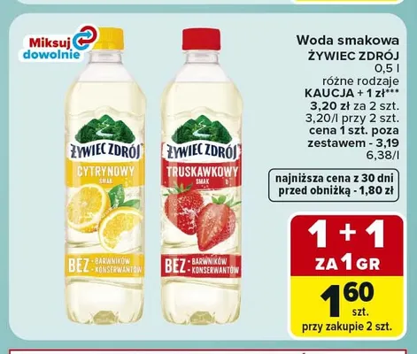 Woda smakowa cytrynowy smak Żywiec Zdrój promocja w Carrefour Express
