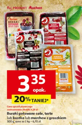 Buraki gotowane całe, tarte lub kostka lub marchew z groszkiem promocja w Auchan