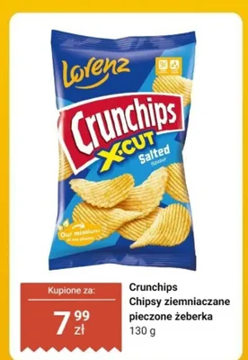 Chipsy ziemniaczane pieczone żeberka Crunchips X-Cut Salted Lorenz promocja w Dino