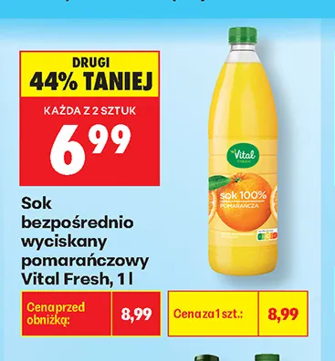 Sok bezpośrednio wyciskany pomarańczowy Vital Fresh promocja w Biedronka