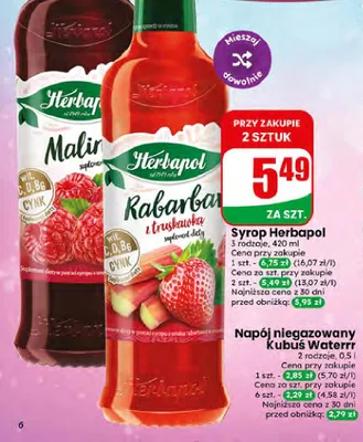 Syrop Rabarbar z truskawką Herbapol promocja w Dino
