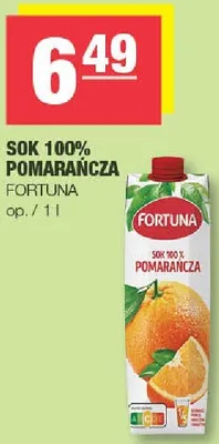 Sok 100% pomarańczowy Fortuna promocja w SPAR