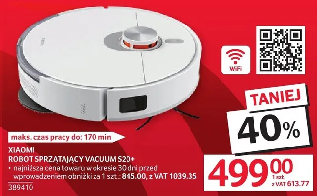 Robot sprzątający Xiaomi Vacuum S20+ promocja w Selgros
