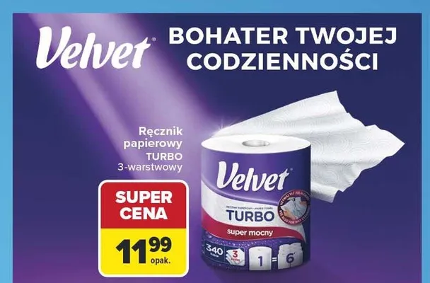 Ręcznik papierowy Velvet Turbo 3-warstwowy promocja w Carrefour