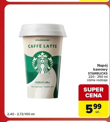 Napój kawowy Starbucks Caffè Latte promocja w Carrefour Market