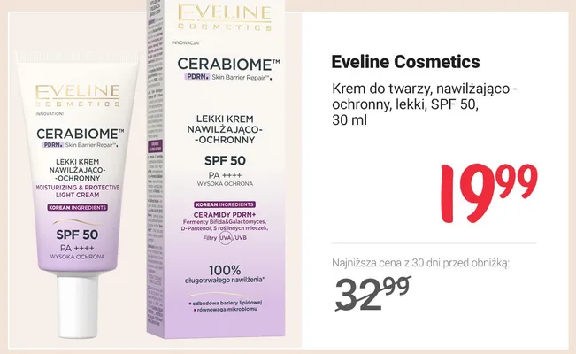 Krem do twarzy nawilżająco-ochronny lekki SPF 50 Eveline Cosmetics promocja w Rossmann