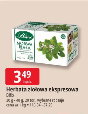 Herbata ziołowa ekspresowa Bifix promocja w Leclerc