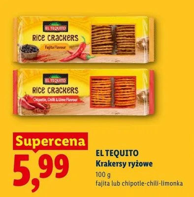 Krakersy ryżowe EL TEQUITO chipotle-chili-limonka promocja w Lidl