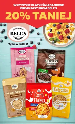 Płatki choco shells musli zbożowe o smaku czekoladowym z witaminą wapn i żelazo promocja w Netto