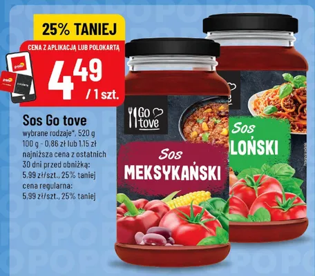 Sos boloński Go tove promocja w POLOmarket