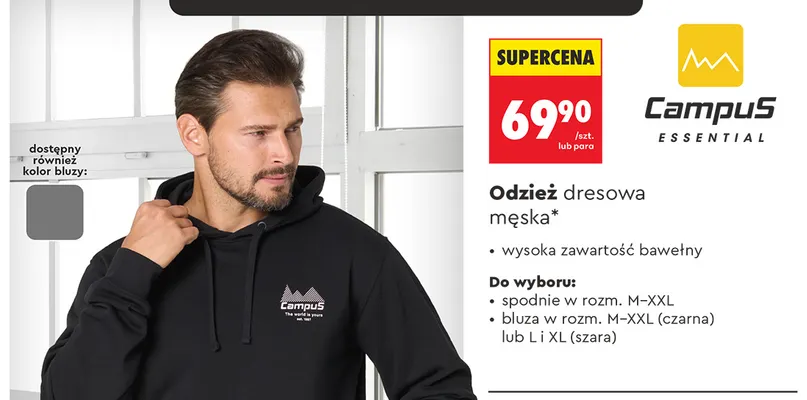 Spodnie dresowe męskie Campus promocja w Biedronka