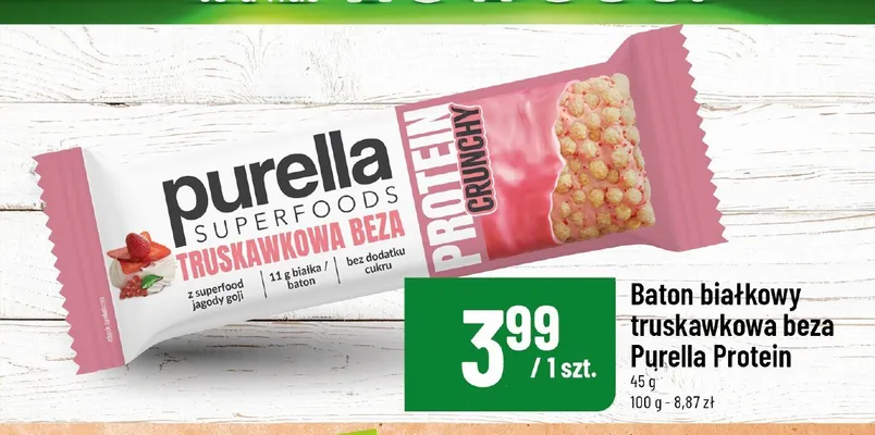 Baton białkowy truskawkowa beza Purella Protein promocja w POLOmarket