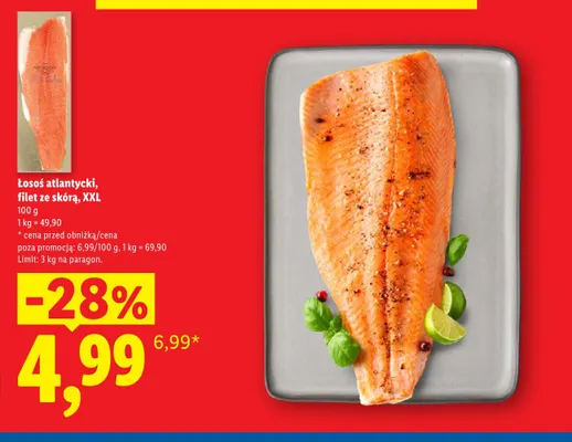 Łosoś atlantycki filet ze skórą XXL promocja w Lidl
