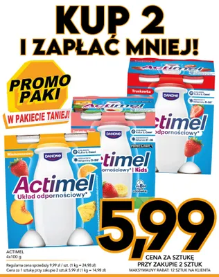 Actimel wieloowocowy 4-pak promocja w Kupiec