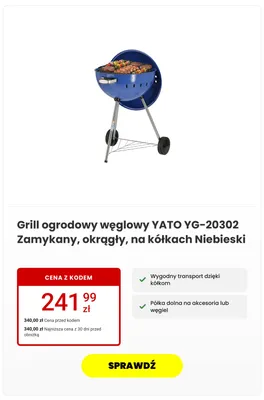 Grill ogrodowy węglowy Yato YG-20302 promocja w Media Expert