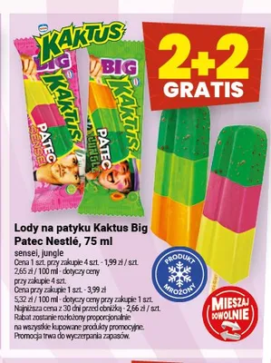 Lody na patyku Kaktus Big Patec Nestlé sensei promocja w Twój Market