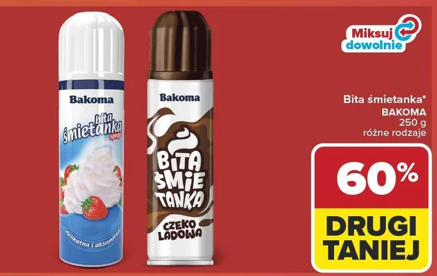 Bita śmietanka Bakoma delikatna i aksamitna promocja w Carrefour