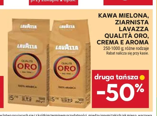 Kawa mielona i ziarnista Lavazza Qualità Oro, Crema e Aroma promocja w Stokrotka