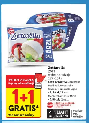 Ser Zottarella Mozzarella Basil Ball Zott promocja w Intermarche