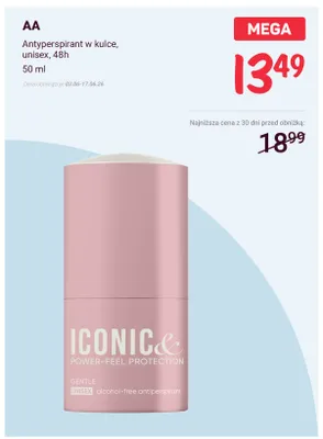 Antyperspirant w kulce AA Iconic& unisex 48h promocja w Rossmann